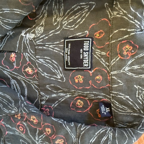 Todd Synder Embroidered Floral Green Men's Shirt - Picture 4 of 9
